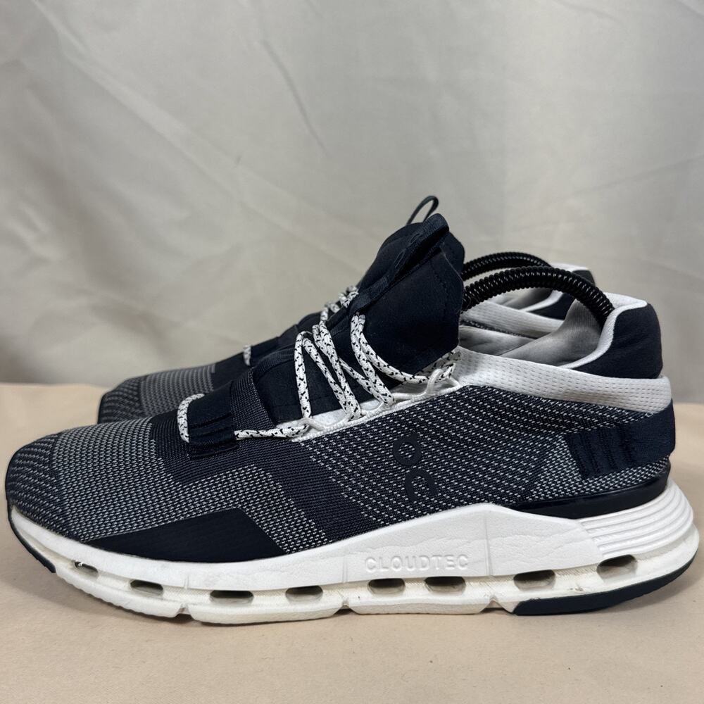 On Cloudnova Women’s 10 Men’s 8.5 Black White CloudTec Running Sneakers EU 42